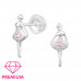 Ballerina Children's Sterling Silver Premium Kid Ear Studs with Cubic Zirconia