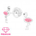 Premium Children's Silver Flamingo Ear Studs with Epoxy