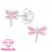 Children's Silver Dragonfly Ear Studs with Epoxy