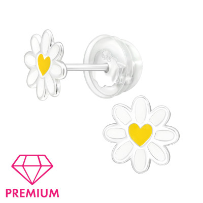 Daisy Children's Sterling Silver Premium Kid Ear Studs with Epoxy