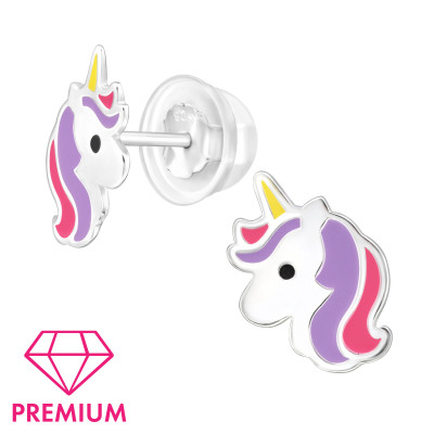 Unicorn Children's Sterling Silver Premium Kid Ear Studs with Epoxy