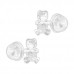 Premium Children's Silver Bear Ear Studs with Crystal