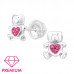 Premium Children's Silver Bear Ear Studs with Crystal