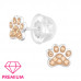Paw Print Children's Sterling Silver Premium Kid Ear Studs with Crystal