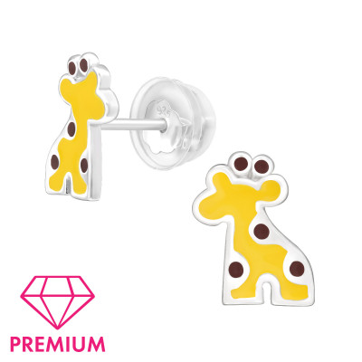 Children's Silver Giraffe Ear Studs with Epoxy