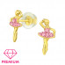 Premium Children's Silver Ballerina Ear Studs with Crystal