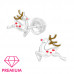 Premium Children's Silver Reindeer Ear Studs with Epoxy