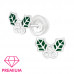 Premium Children's Silver Holly Leaf Ear Studs with Cubic Zirconia and Epoxy