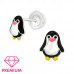 Premium Children's Silver Penguin Ear Studs with Epoxy