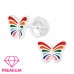 Premium Children's Silver Butterfly Ear Studs with Epoxy