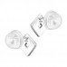 Premium Children's Silver Geometric Ear Studs with Crystal and Epoxy