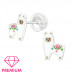 Premium Children's Silver Alpaca Ear Studs with Crystal and Epoxy