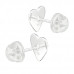 Premium Children's Silver Heart Ear Studs with Crystal and Epoxy