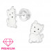 Premium Children's Silver Dog Ear Studs with Epoxy