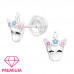 Premium Children's Silver Unicorn Ear Studs with Epoxy