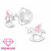 Premium Children's Silver Unicorn Ear Studs with Crystal and Epoxy