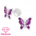 Premium Children's Silver Butterfly Ear Studs with Crystal