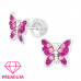 Premium Children's Silver Butterfly Ear Studs with Crystal