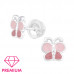 Premium Children's Silver Butterfly Ear Studs with Epoxy