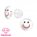 Premium Children's Silver Smiling Face Ear Studs with Epoxy
