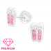 Children's Silver Ballerina Shoes Ear Studs with Crystal