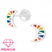 Premium Children's Silver Moon Ear Studs with Epoxy