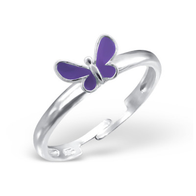 Butterfly Children's Sterling Silver Adjustable Ring