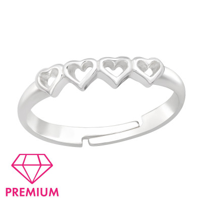 Children's Silver Hearts Adjustable Ring