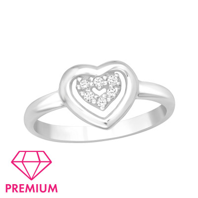 Silver Double Heart Ring with Cubic Zirconia