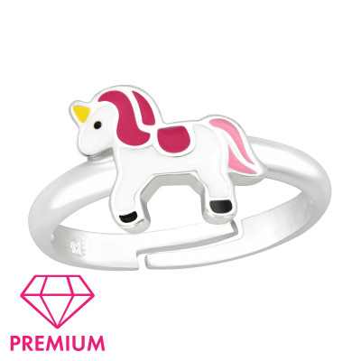 Children's Silver Unicorn Adjustable Ring with Epoxy