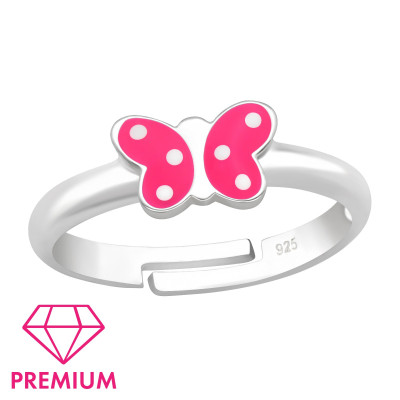 Children's Silver Butterfly Adjustable Ring with Epoxy