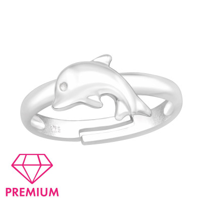 Children's Silver Dolphin Adjustable Ring