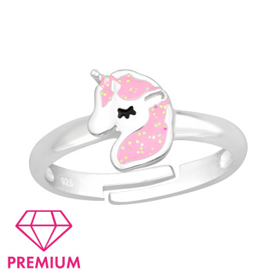 Children's Silver Unicorn Adjustable Ring with Epoxy