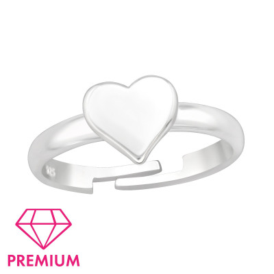 Children's Silver Heart Adjustable Ring