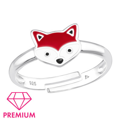 Fox Children's Sterling Silver Adjustable Ring with Epoxy