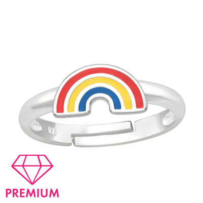 Children's Silver Rainbow Adjustable Ring with Epoxy