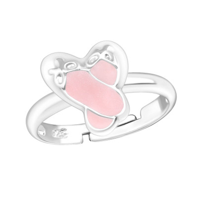 Children's Silver Shoes Adjustable Ring with Epoxy (Adjustable Size 2.5-3.5)