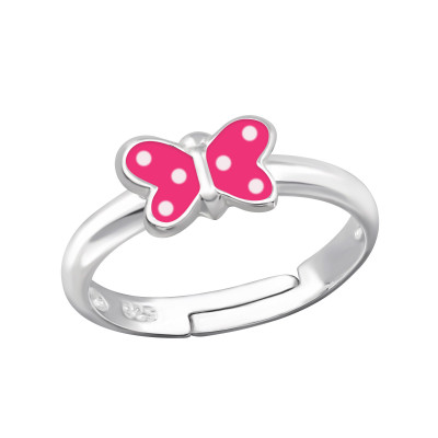 Children's Silver Butterfly Adjustable Ring with Epoxy