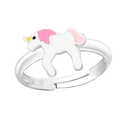 Children's Silver Unicorn Adjustable Ring with Epoxy