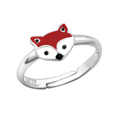 Children's Silver Fox Adjustable Ring with Epoxy