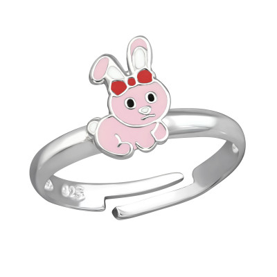 Rabbit Children's Sterling Silver Adjustable Ring with Epoxy