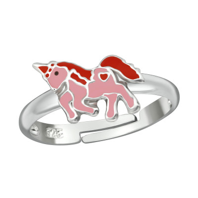 Unicorn Children's Sterling Silver Adjustable Ring with Epoxy