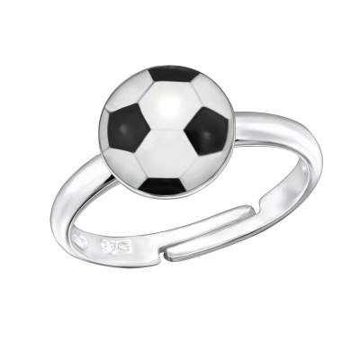 Children's Silver Football Adjustable Ring