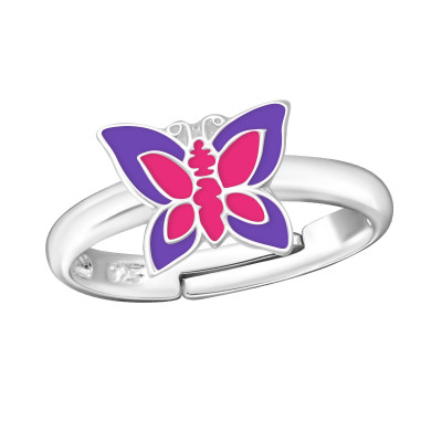 Children's Silver Butterfly Adjustable Ring