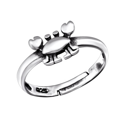 Children's Silver Crab Adjustable Ring