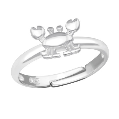Children's Silver Crab Adjustable Ring