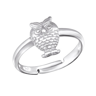 Children's Silver Owl Adjustable Ring