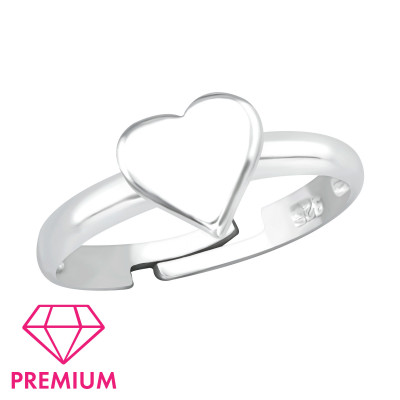 Children's Silver Heart Adjustable Ring