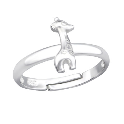 Children's Silver Giraffe Adjustable Ring