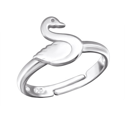 Swan Children's Sterling Silver Adjustable Ring